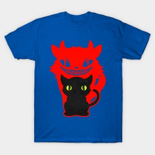 Cat With Evil Shadow For Halloween T-Shirt